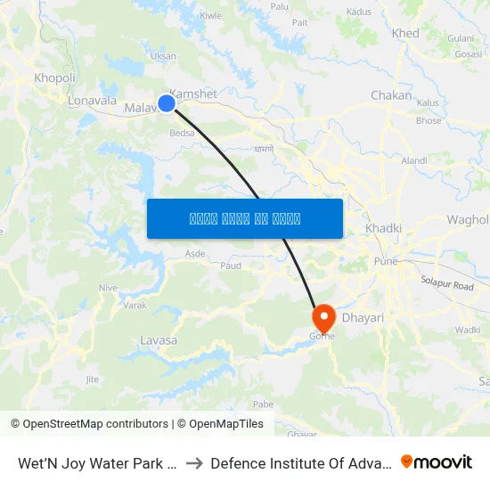 वेट एन जॉय वॉटर पार्क एंड अम्यूजमेंट पार्क to रक्षा उन्नत प्रौद्योगिकी संस्थान map