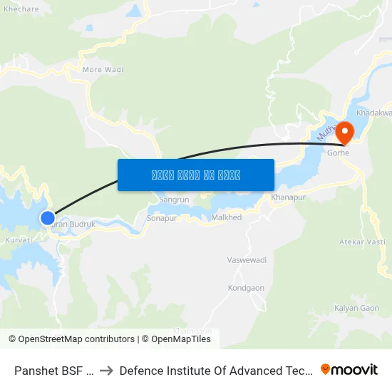 पानशेत बीएसएफ कैंप to रक्षा उन्नत प्रौद्योगिकी संस्थान map