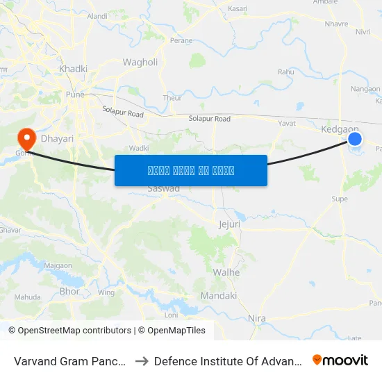 वरवंड ग्राम पंचायत कार्यालय to रक्षा उन्नत प्रौद्योगिकी संस्थान map