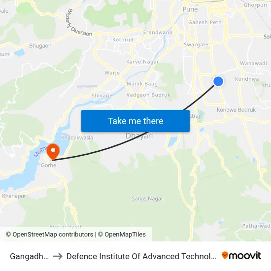 गंगाधाम to रक्षा उन्नत प्रौद्योगिकी संस्थान map