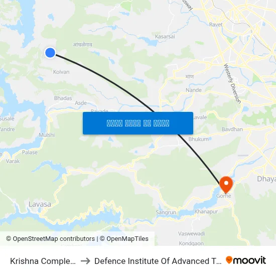 कृष्णा कॉम्प्लेक्स हडशी to रक्षा उन्नत प्रौद्योगिकी संस्थान map