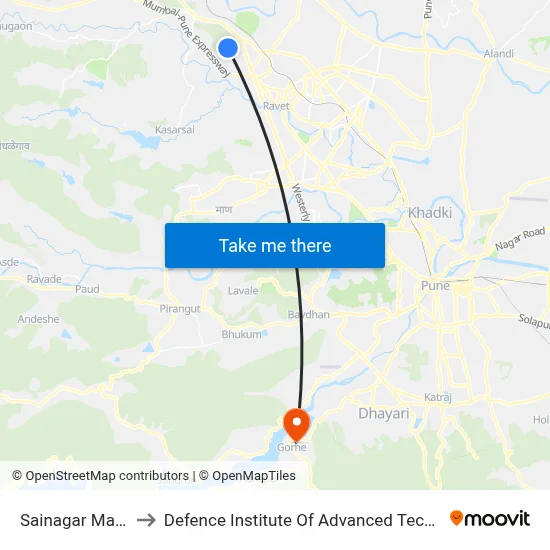 Sainagar Mamurdi to रक्षा उन्नत प्रौद्योगिकी संस्थान map