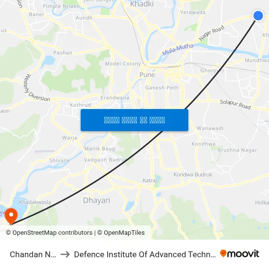 चंदन नगर to रक्षा उन्नत प्रौद्योगिकी संस्थान map
