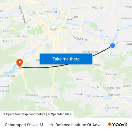 छत्रपति शिवाजी महाराज उद्यान लोणी to रक्षा उन्नत प्रौद्योगिकी संस्थान map