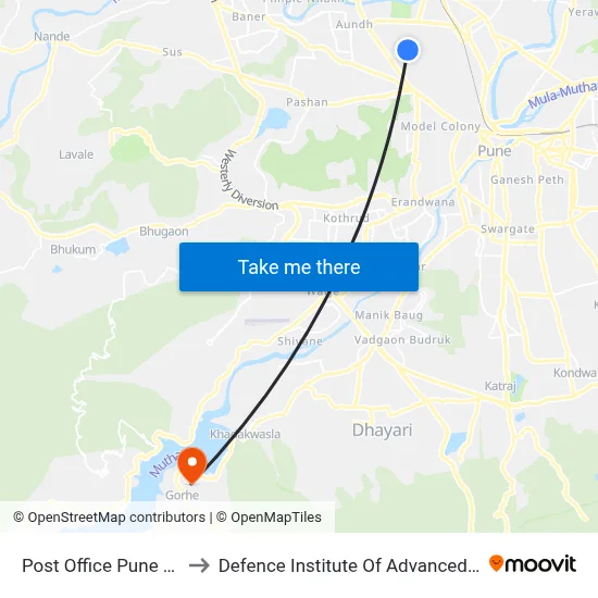 Post Office Pune Vidyapeeth to रक्षा उन्नत प्रौद्योगिकी संस्थान map
