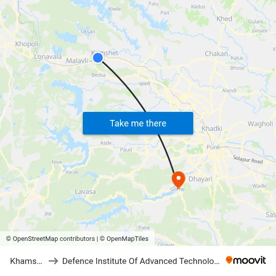 खामशेत to रक्षा उन्नत प्रौद्योगिकी संस्थान map