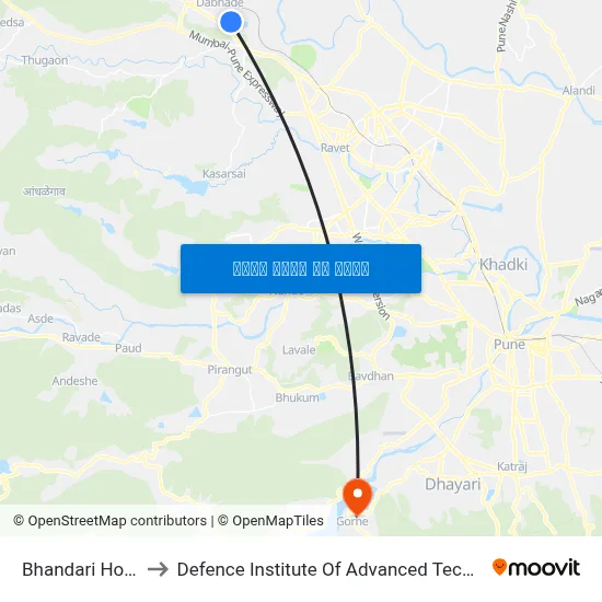 भंडारी हॉस्पिटल to रक्षा उन्नत प्रौद्योगिकी संस्थान map