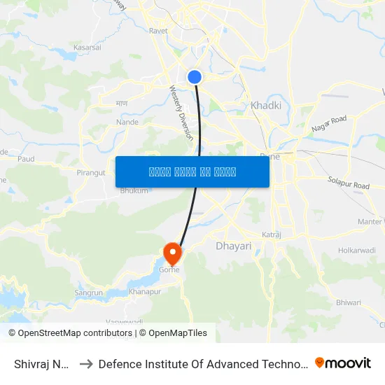 शिवराज नगर to रक्षा उन्नत प्रौद्योगिकी संस्थान map