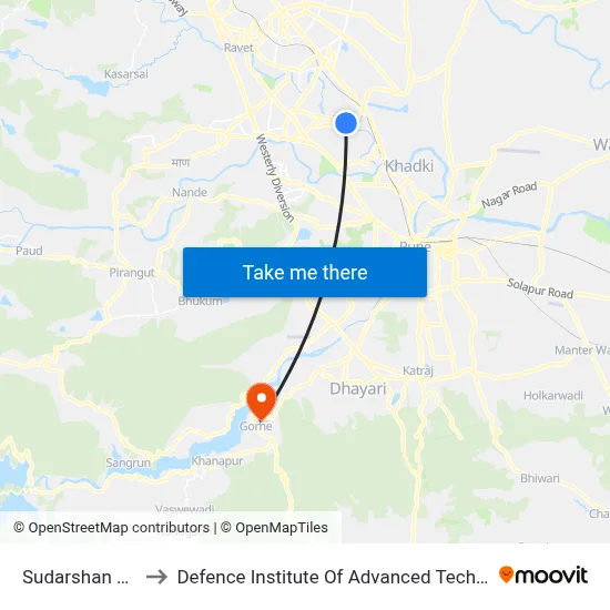 सुदर्शन नगर to रक्षा उन्नत प्रौद्योगिकी संस्थान map