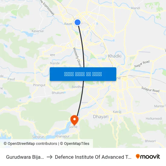 गुरुद्वारा बिजली नगर to रक्षा उन्नत प्रौद्योगिकी संस्थान map