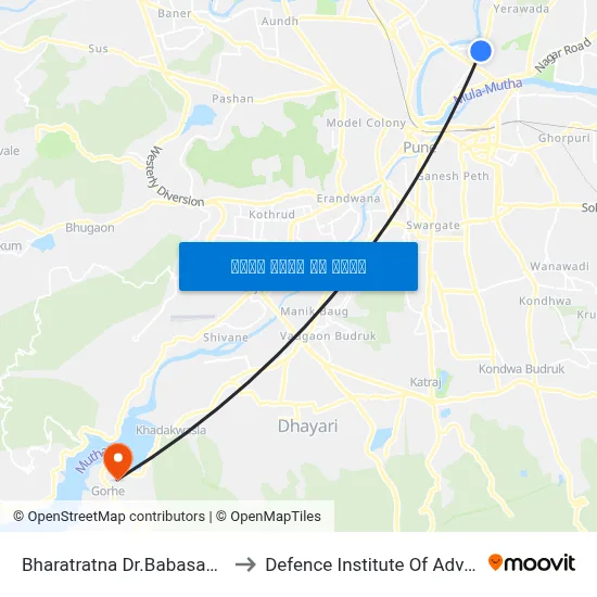भारतरत्न डॉ.बाबासाहेब आंबेडकर सोसायटी to रक्षा उन्नत प्रौद्योगिकी संस्थान map