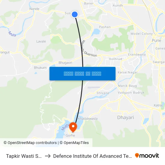 टपकीर वस्ती सुसगाव to रक्षा उन्नत प्रौद्योगिकी संस्थान map