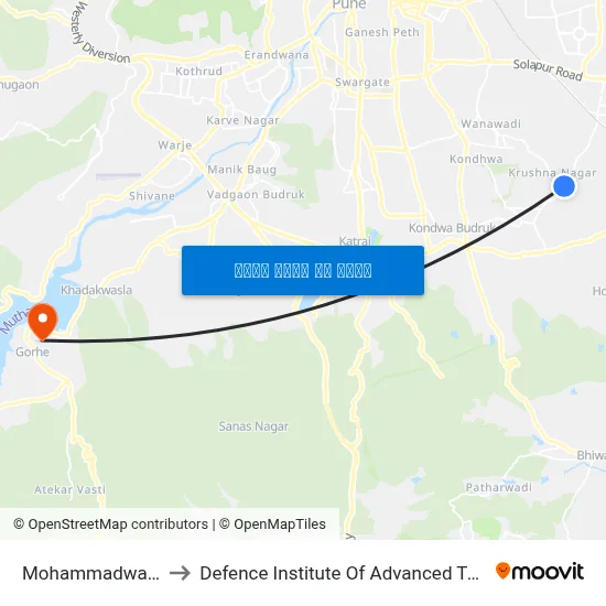 मोहम्मदवाडी गाव to रक्षा उन्नत प्रौद्योगिकी संस्थान map