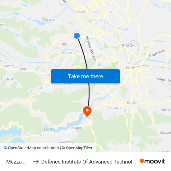 मेज़ा नाइन to रक्षा उन्नत प्रौद्योगिकी संस्थान map
