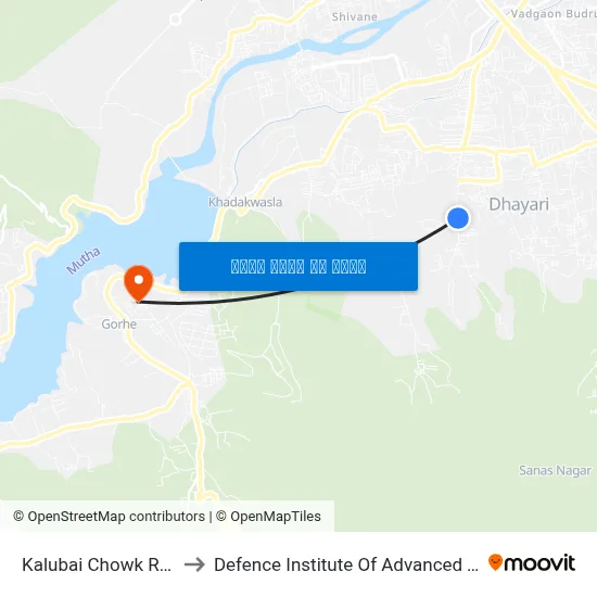 कालुबाई चौक रायकर माला to रक्षा उन्नत प्रौद्योगिकी संस्थान map