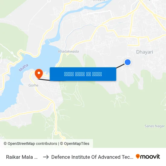 रायकर माळा धायरी to रक्षा उन्नत प्रौद्योगिकी संस्थान map