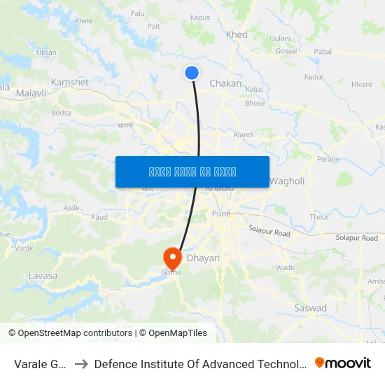 वराळे गांव to रक्षा उन्नत प्रौद्योगिकी संस्थान map