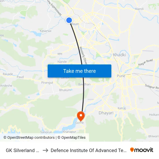 जी के सिल्वरलैंड सोसाइटी to रक्षा उन्नत प्रौद्योगिकी संस्थान map