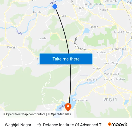 वाघजाई नगर कमान to रक्षा उन्नत प्रौद्योगिकी संस्थान map