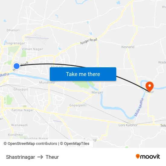 शास्त्रीनगर to थेउर map
