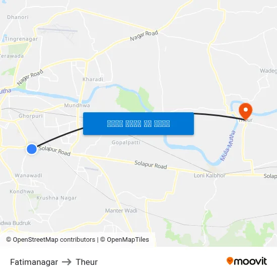 फातिमानगर to थेउर map