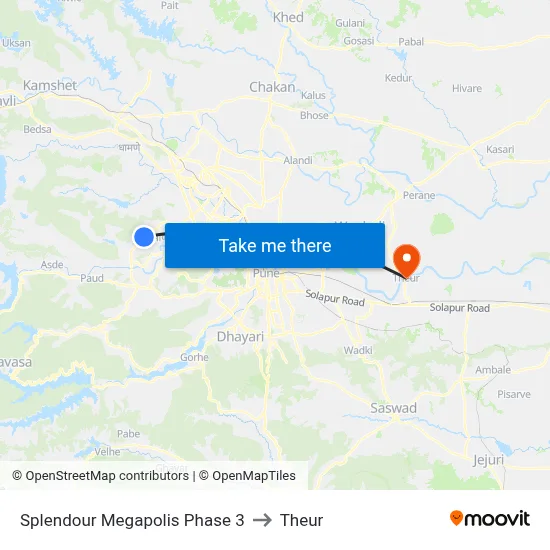 स्प्लेंडर मेगापोलिस फेज 3 to थेउर map
