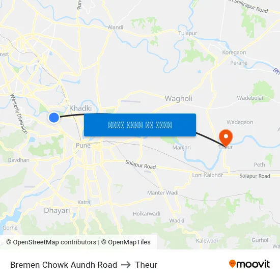 ब्रेमेन चौक औंध रोड to थेउर map
