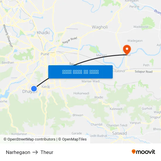 नरहेगाव to थेउर map