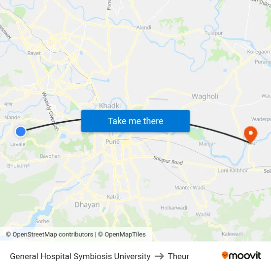 General Hospital Symbiosis University to थेउर map
