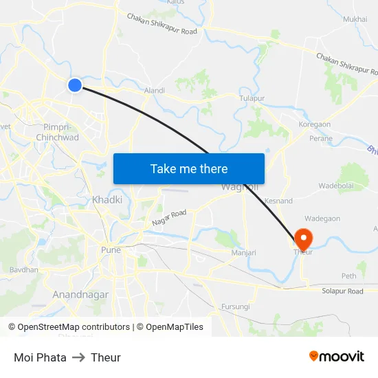 मोई फाटा to थेउर map