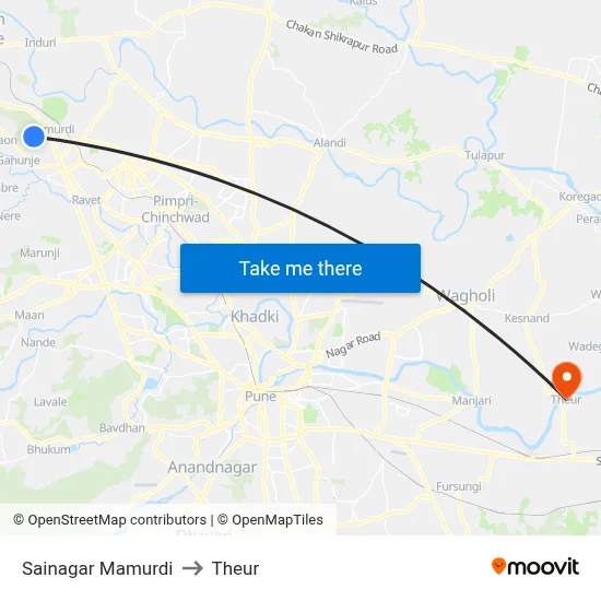 Sainagar Mamurdi to थेउर map
