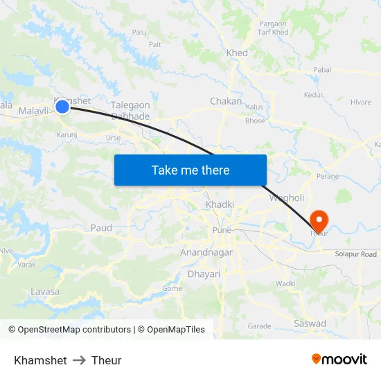 खामशेत to थेउर map
