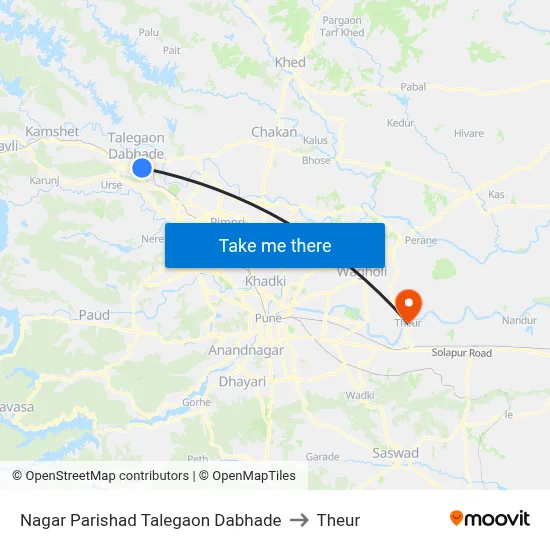 नगर परिषद तळेगाव दाभाडे to थेउर map