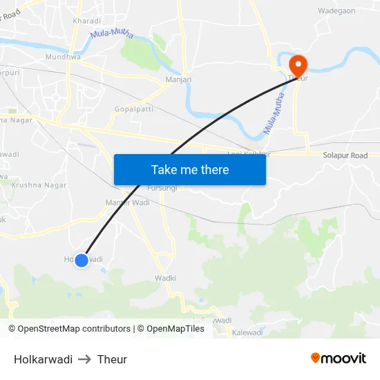 होलकरवाडी to थेउर map