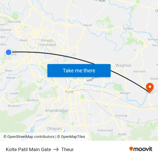 कोल्टे पाटिल मेन गेट to थेउर map