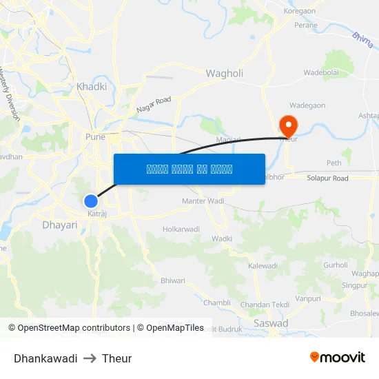 धनकावड़ी to थेउर map