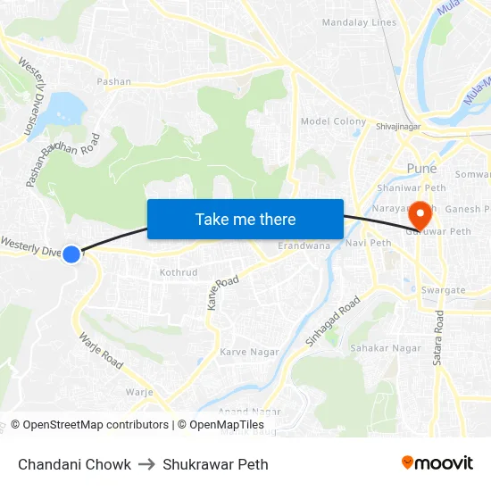 Chandani Chowk to Shukrawar Peth map