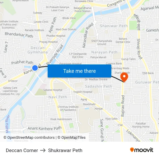 Deccan Corner to Shukrawar Peth map