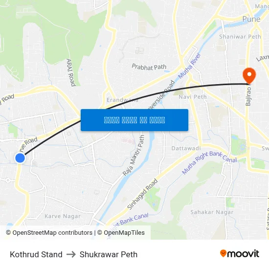कोथरुड स्टैंड to शुक्रवार पेठ map