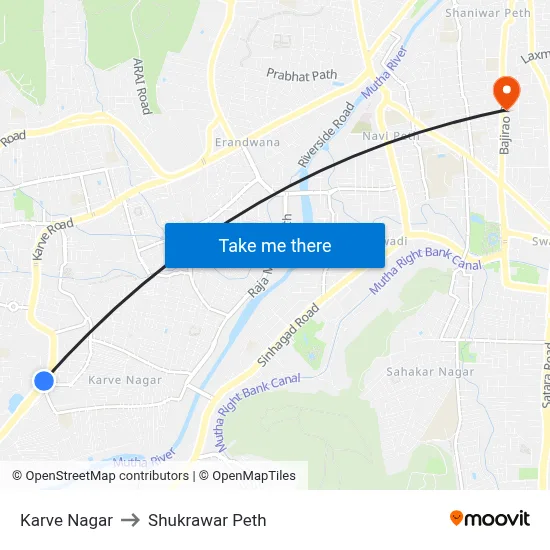 Karve Nagar to Shukrawar Peth map