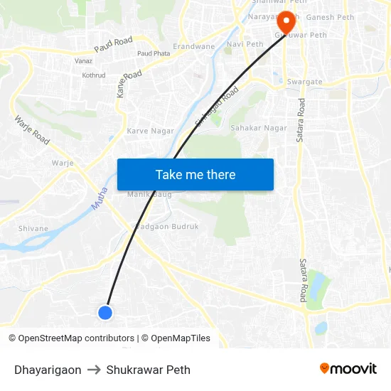धायरीगांव to शुक्रवार पेठ map