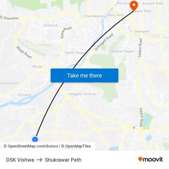 DSK Vishwa to Shukrawar Peth map