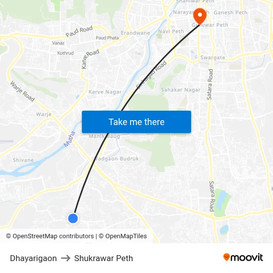 धायरीगांव to शुक्रवार पेठ map