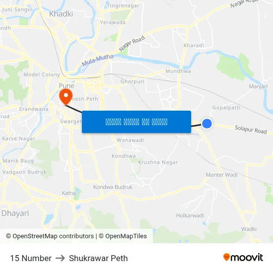 15 नंबर to शुक्रवार पेठ map