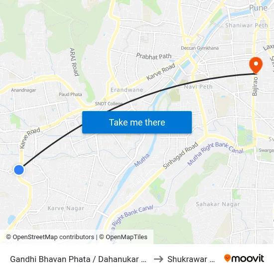गांधी भवन फाटा / दहानुकर कॉलोनी to शुक्रवार पेठ map