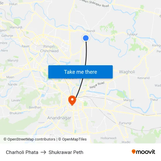 चऱ्होली फाटा to शुक्रवार पेठ map