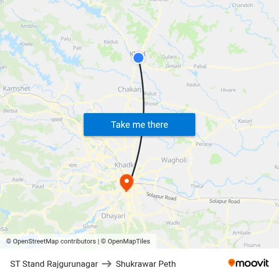 ST Stand Rajgurunagar to Shukrawar Peth map