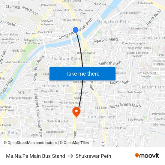 म.न.पा मुख्य बस स्टैंड to शुक्रवार पेठ map