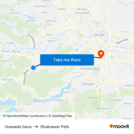 उरवडे गाव to शुक्रवार पेठ map