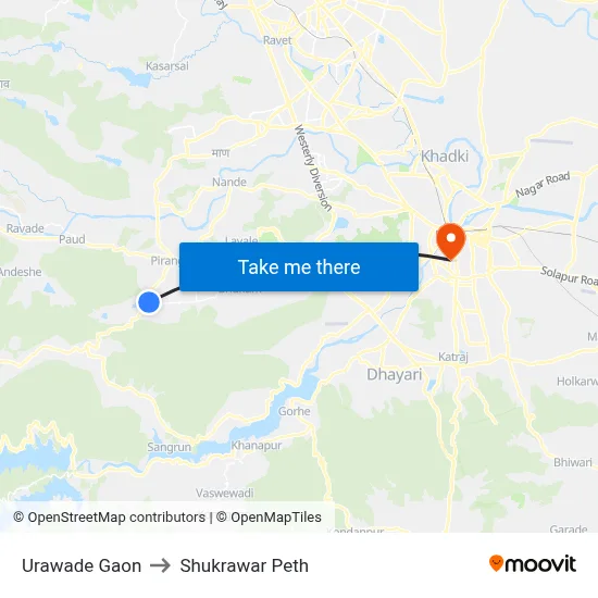 Urawade Gaon to Shukrawar Peth map
